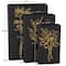 Black & Gold Faux Leather Floral Faux Book Storage Decorative Box Set